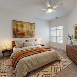bedroom with large window