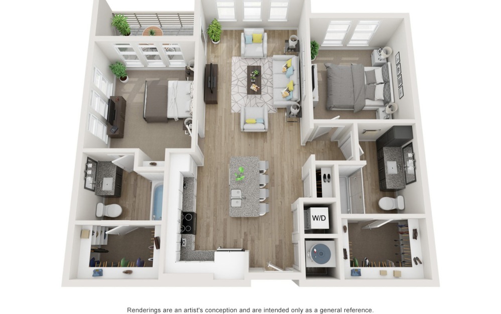 The Fletcher ALT - 2 bedroom floorplan layout with 2 bathrooms and 1112 square feet