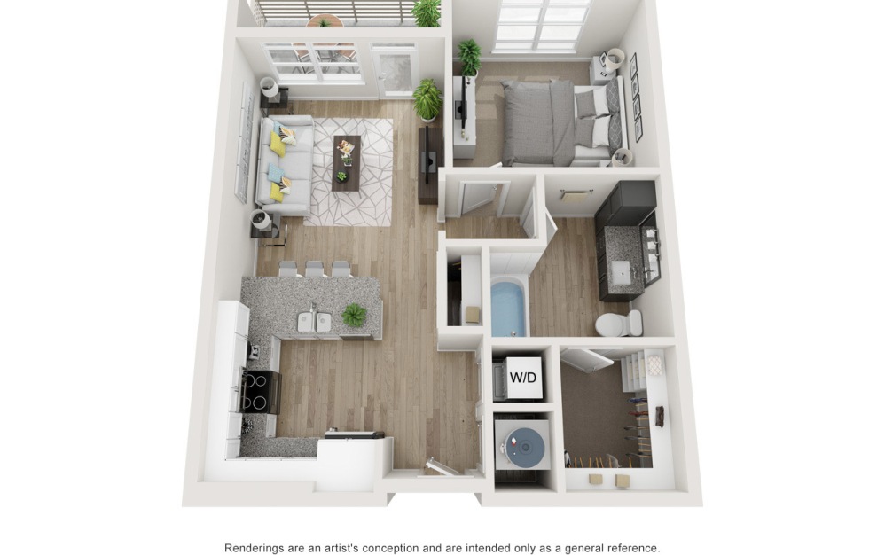 The Rohe ALT - 1 bedroom floorplan layout with 1 bathroom and 735 square feet