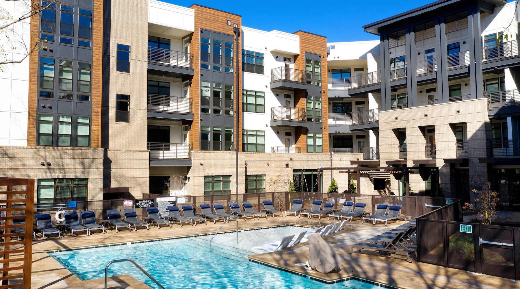 a swimming pool in a courtyard
